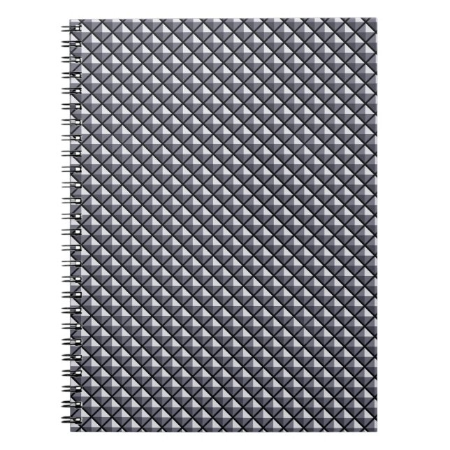 Gunmetal gray, metallic look, studded grid notebook (Front)