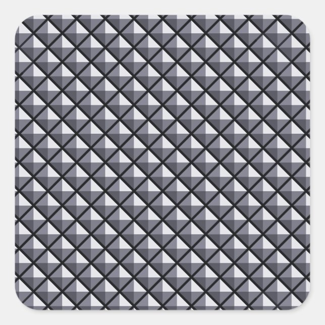 Gunmetal gray, metallic look, studded grid square sticker (Front)