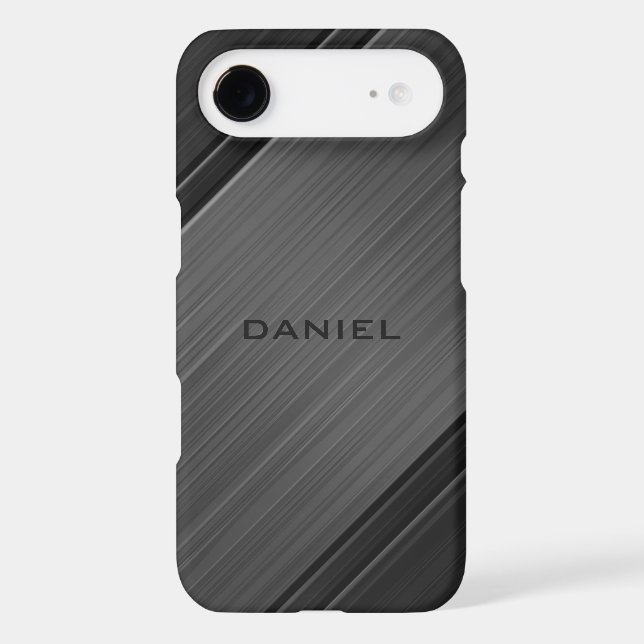 Gunmetal Grey Textured Design Personalized Name Case-Mate iPhone Case (Back)