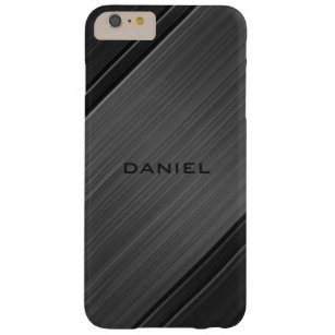 Gunmetal Grey Textured Design Personalized Name Barely There iPhone 6 Plus Case