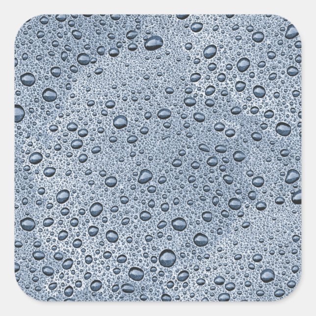 Gunmetal grey water droplets square sticker (Front)
