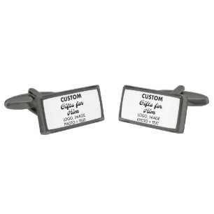 Gunmetal Rectangle Cufflinks Custom Gifts for Him