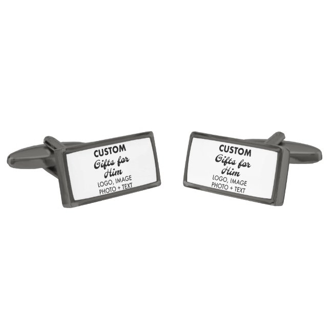 Gunmetal Rectangle Cufflinks Custom Gifts for Him (Angled)
