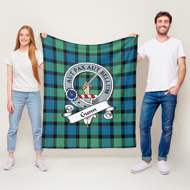 Gunn Ancient Clan Badge Tartan Plaid Fleece Blanket (In Situ)