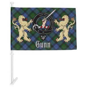 Gunn Clan Badge & Tartan Car Flag