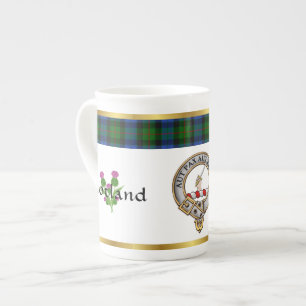 Gunn Clan Badge Tartan & Motto Bone China Mug