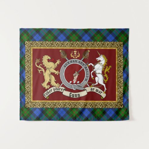 Gunn Clan Badge & Tartan Tapestry