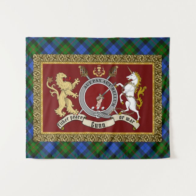 Gunn Clan Badge & Tartan Tapestry (Front (Horizontal))