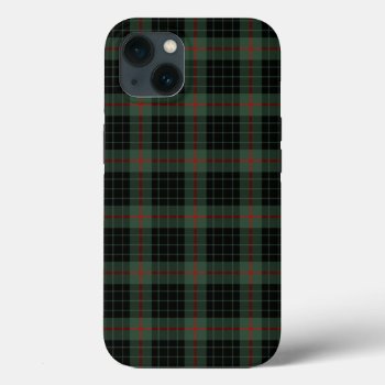 Gunn Clan Dark Green And Black Tartan Iphone 13 Case by plaidwerx at Zazzle
