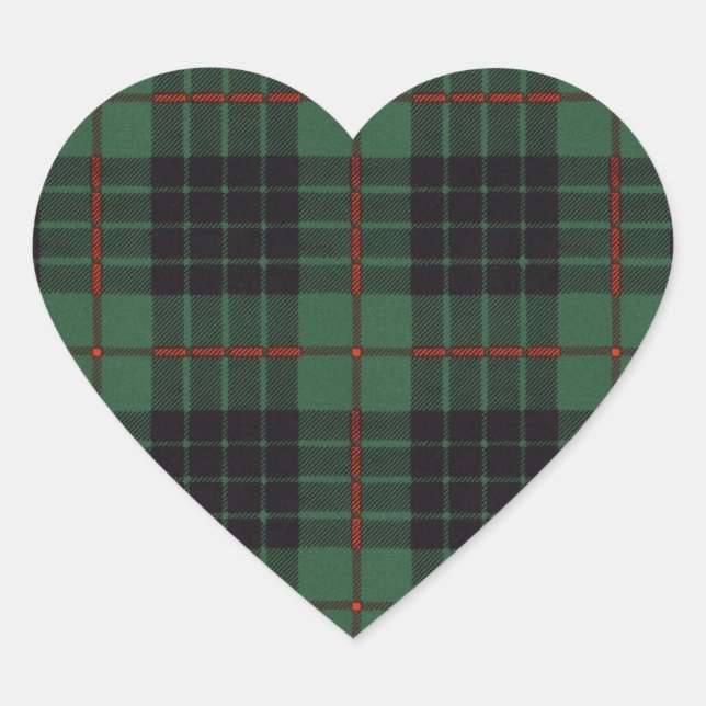 Gunn clan Plaid Scottish tartan Heart Sticker (Front)