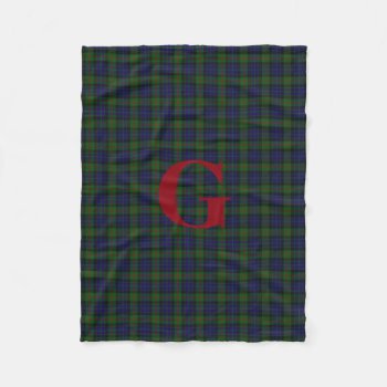 Gunn Clan Tartan Plaid Monogram Fleece Blanket by Everythingplaid at Zazzle