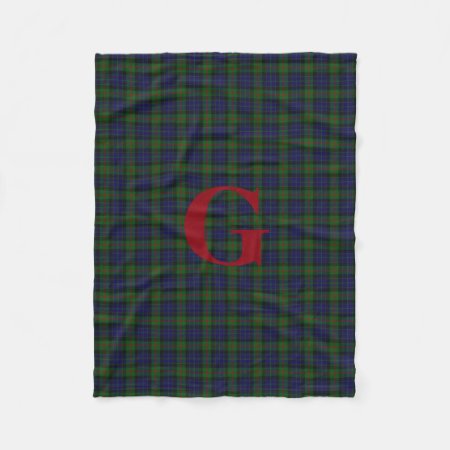 Gunn Clan Tartan Plaid Monogram Fleece Blanket