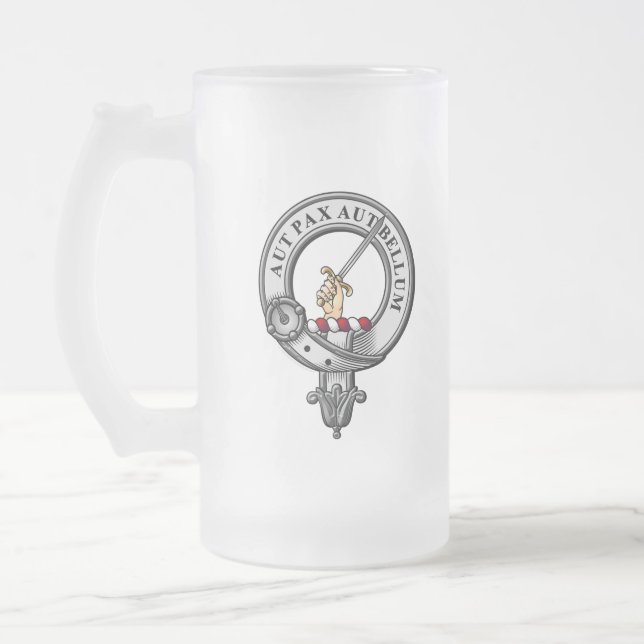 Gunn Crest Badge Frosted Glass Beer Mug (Left)