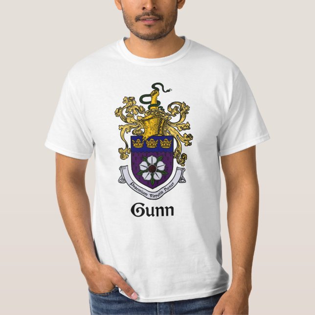 Gunn Family Crest/Coat of Arms T-Shirt (Front)
