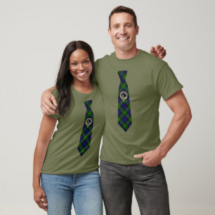 Gunn Scottish Clan Badge & Tartan Necktie T-Shirt