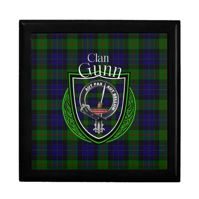 Gunn Scottish Clan Tartan and Crest Gift Box (Front)