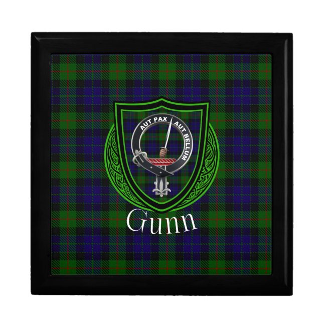 Gunn Scottish Clan Tartan & Crest Gift Box (Front)