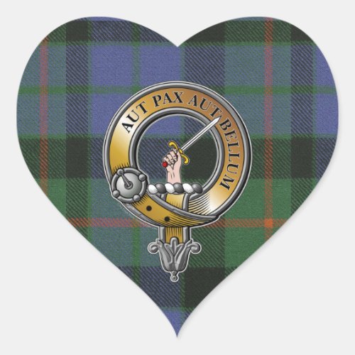 Gunn Tartan  Badge Heart Sticker