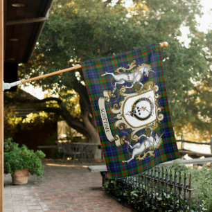 Gunn Tartan Flag Clan Badge With Lion Scottish