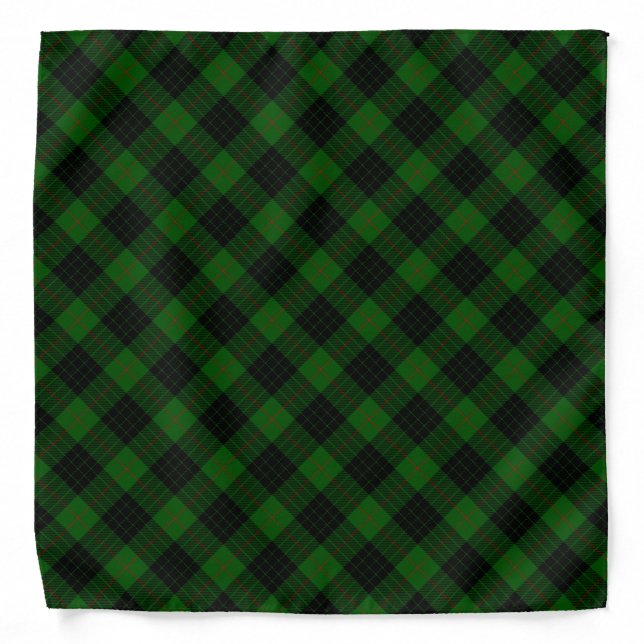 Gunn tartan green black plaid bandana (Front)