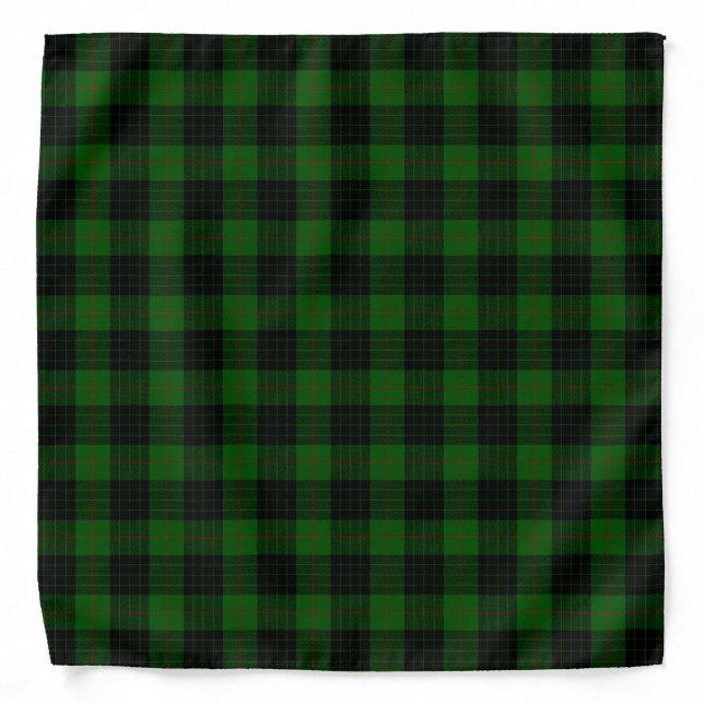 Gunn tartan green black plaid bandana (Front)