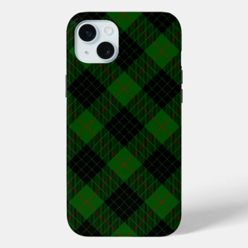 Gunn tartan green black plaid iPhone 15 plus case