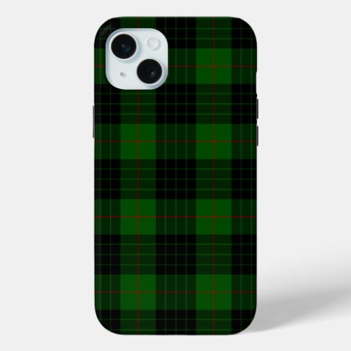 Gunn tartan green black plaid iPhone 15 plus case