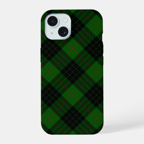 Gunn tartan green black plaid iPhone 15 case