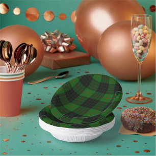 Gunn tartan green black plaid paper bowls