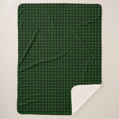 Gunn tartan green black plaid sherpa blanket