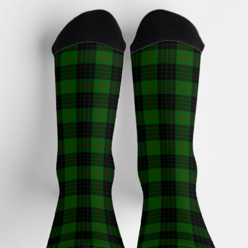 Gunn tartan green black plaid socks