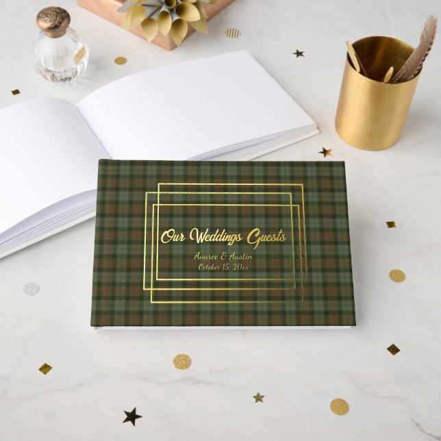 Gunn Weathered Original Scottish Tartan Foil Guest Book (Front Open)