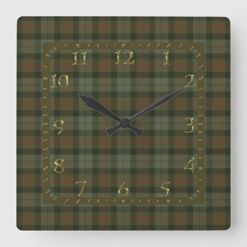 Gunn Weathered Original Scottish Tartan Square Wall Clock