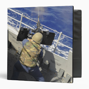 Gunners Mate firing a 50 caliber machine gun 3 Ring Binder