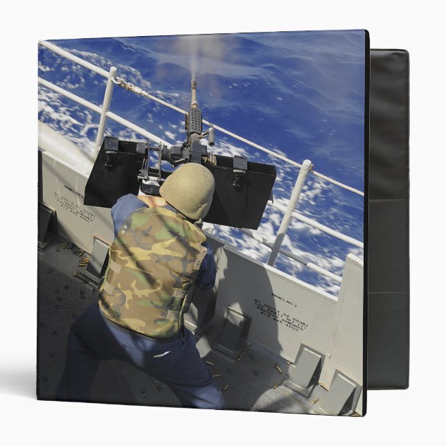 Gunners Mate firing a 50 caliber machine gun 3 Ring Binder (Front/Inside)