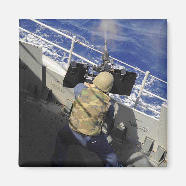 Gunners Mate firing a 50 caliber machine gun Magnet (Front)