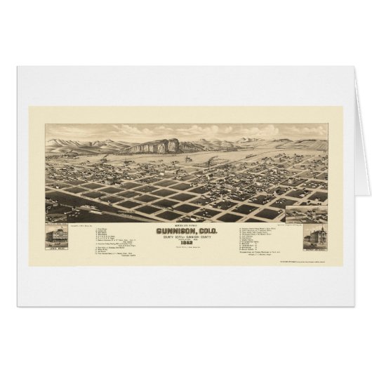 Gunnison, CO Panoramic Map - 1882 Cards (Front Horizontal)