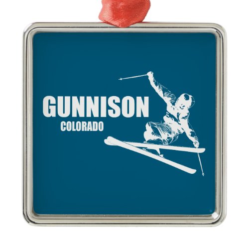 Gunnison Colorado Skier Metal Ornament