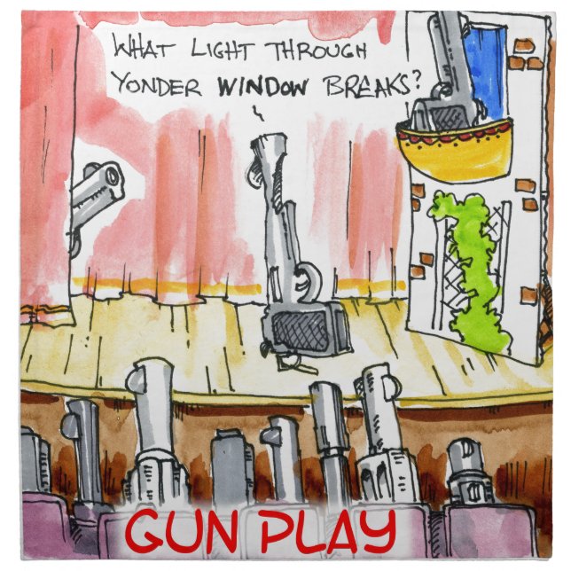 GunPlay Funny Cartoon Napkin (Front)