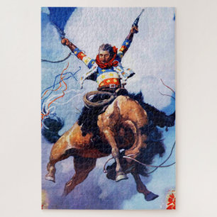 “Guns Ablazing” Western Art by NC Wyeth Jigsaw Puzzle