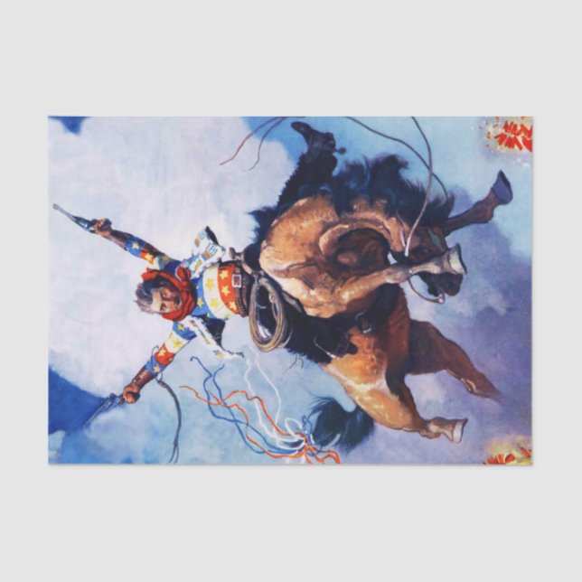 “Guns Ablazing” Western Art by NC Wyeth Tissue Paper (Front)
