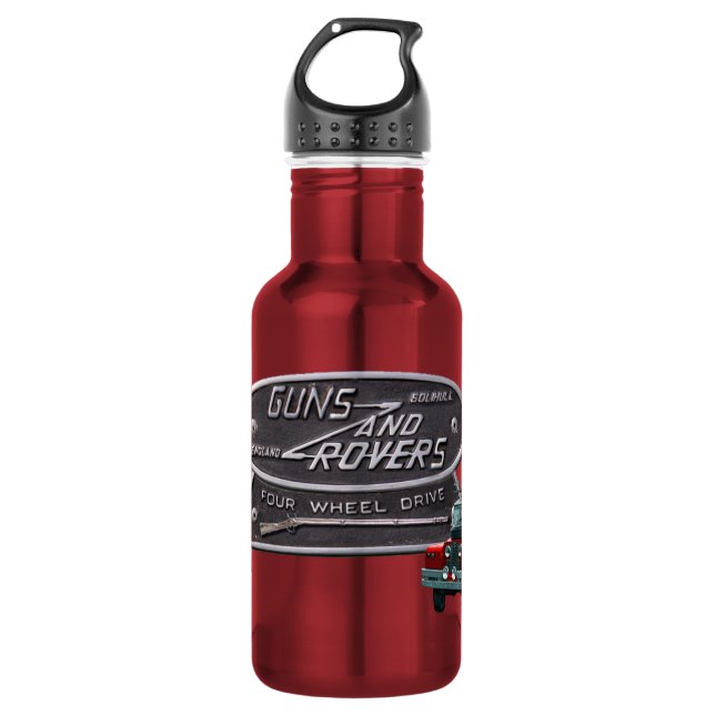 Guns and Rovers Red Rover Stainless Steel Water Bottle (Front)