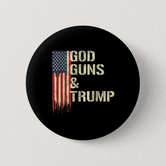 Guns And Trump I 2nd Amendment Trump Flag America  Button (Front)