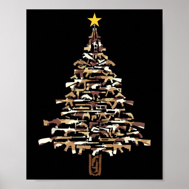 Guns Christmas Tree - Camo Print Xmas Gift For Gun (Front)