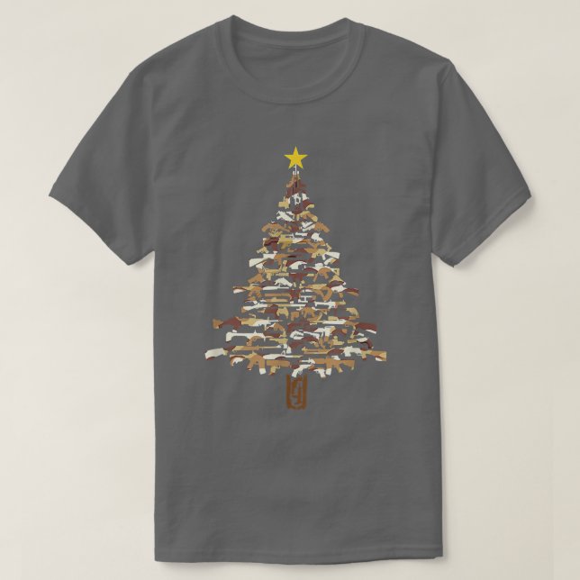 Guns Christmas Tree Camo Print Xmas Gift For Gun L T-Shirt (Design Front)