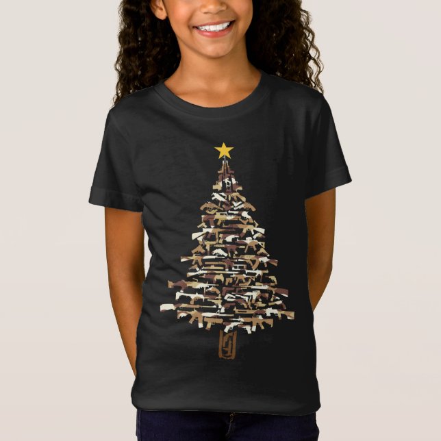 Guns Christmas Tree - Camo Print Xmas Gift For Gun T-Shirt (Front)