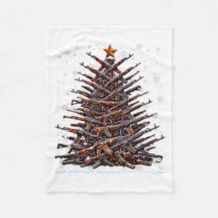 Guns Christmas Tree Funny Men Xmas 2024 For Gun Lo Fleece Blanket