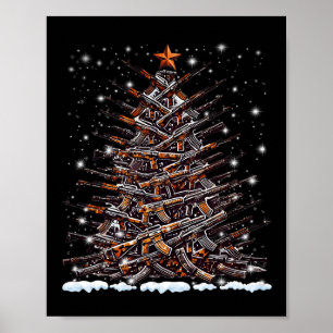 Guns Christmas Tree Funny Men Xmas For Gun Lover Poster