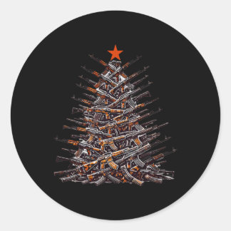 Guns Christmas Tree Funny Xmas 2024 Gifts For Gun Classic Round Sticker