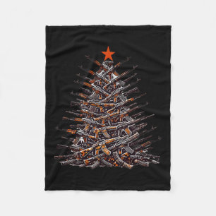 Guns Christmas Tree Funny Xmas 2024 Gifts For Gun  Fleece Blanket